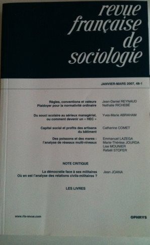 Picture of REVUE FRANCAISE DE SOCIOLOGIE JANVIER-MA