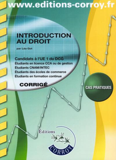Picture of INTRODUCTION AU DROIT CORRIGE - CANDIDATS A L'UE 1 DU DCG (POCHETTE)