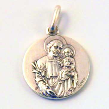 Image de Médaille St Joseph, finition Vieil Argent en laiton argenté 18 mm, Pack de 25