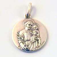 Image de Médaille St Joseph, finition Vieil Argent en laiton argenté 18 mm, Pack de 25
