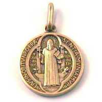 Image de Médaille St Benoit, finition Vieil Argent en laiton argenté, 18 mm Pack de 25