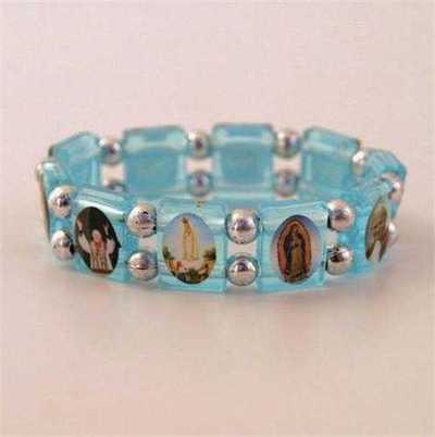 Image de Lot de 12 - Bracelet des Saints Patrons en plastique, coloris bleu clair