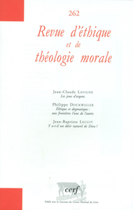Image de REVUE D'ÉTHIQUE ET DE THÉOLOGIE MORALE 262