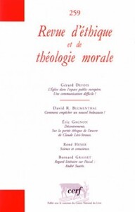 Image de REVUE D'ETHIQUE ET DE THEOLOGIE MORALE NUMERO 259