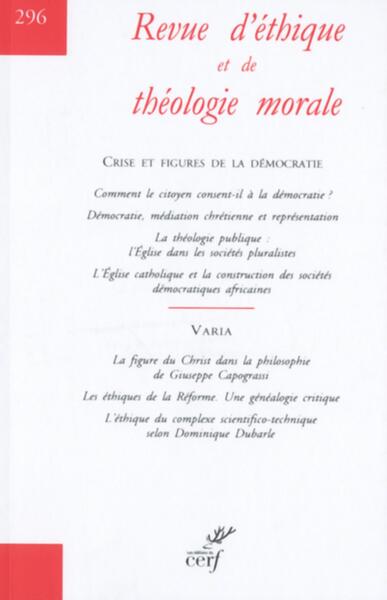 Image de REVUE D'ETHIQUE ET DE THEOLOGIE MORALE NUMERO 296