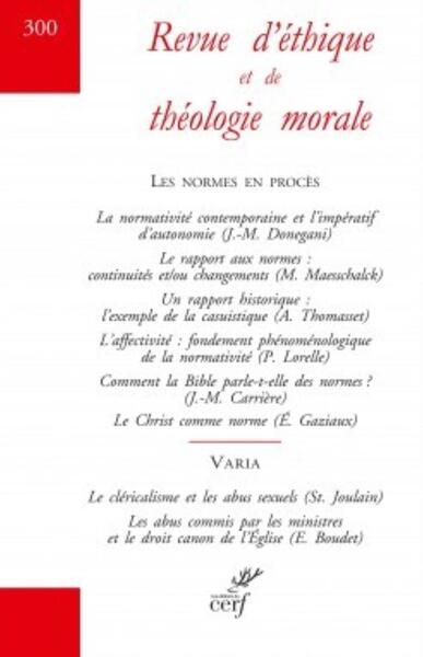Image de REVUE D'ETHIQUE ET DE THEOLOGIE MORALE NUMERO 300DECEMBRE 2018