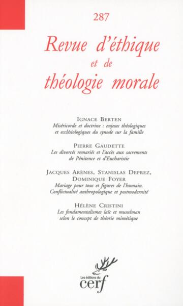 Image de REVUE D'ETHIQUE ET DE THEOLOGIE MORALE NUMERO 287