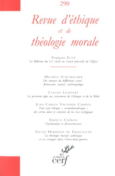 Image de REVUE D'ETHIQUE ET DE THEOLOGIE MORALE NUMERO 290