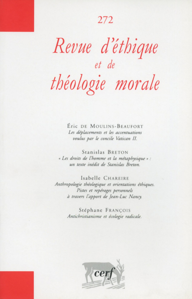 Image de REVUE D'ÉTHIQUE ET DE THÉOLOGIE MORALE 272