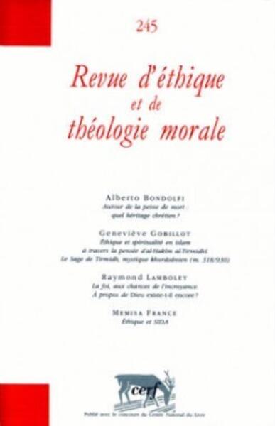 Image de REVUE D'ETHIQUE ET DE THEOLOGIE MORALE NUMERO 245