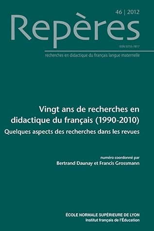 Picture of REPERES, N 46/2012. VINGT ANS DE RECHERCHES EN DIDACTIQUE DU FRANCAIS  (1990-2010). QUELQUES ASPECTS