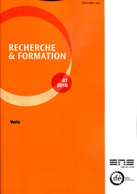 Image de RECHERCHE ET FORMATION, N 81/2016. VARIA