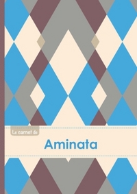Picture of Le carnet d'Aminata - Lignes, 96p, A5 - Jacquard Bleu Gris Taupe