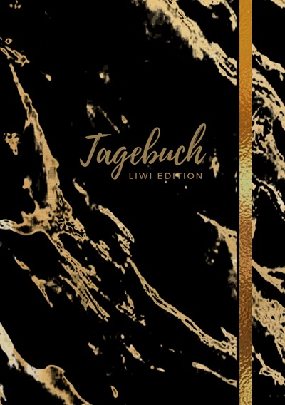 Picture of Tagebuch - A5 liniert - 100 Seiten 90g/m² - Soft Cover - Motiv "Marmor gold auf schwarz" - FSC Papier