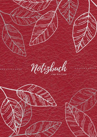 Picture of Notizbuch Tagebuch A5 liniert - 100 Seiten 90g/m² - Soft Cover - Silberne Blätter auf rot - FSC Papier