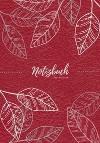 Picture of Notizbuch Tagebuch A5 liniert - 100 Seiten 90g/m² - Soft Cover - Silberne Blätter auf rot - FSC Papier