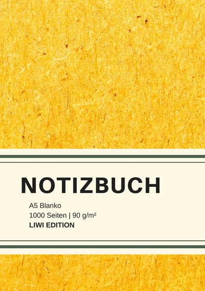 Picture of Dickes Notizbuch 1000 Seiten - A5 blanko - Hardcover gelb mit Leseband - weißes Papier 90g/m² - FSC Papier
