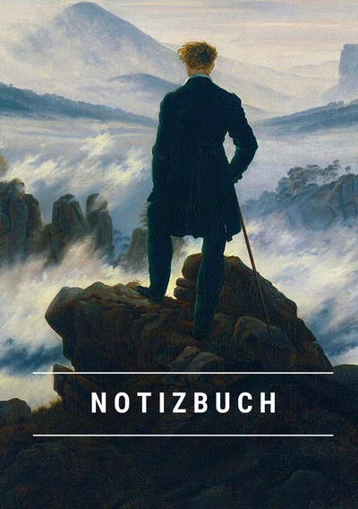 Picture of Notizbuch klein A5 Blanko - Notizheft 44 Seiten 90g/m² - Softcover Caspar David Friedrich "Der Wanderer über dem Nebelmeer" - FSC Papier