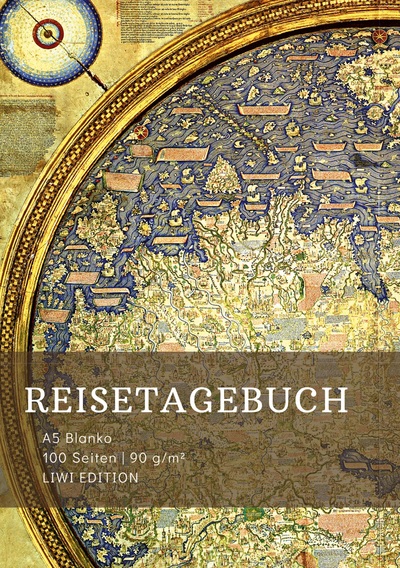 Picture of Reisetagebuch zum Selberschreiben - A5 blanko - 100 Seiten 90g/m² - Soft Cover - Motiv Weltkarte Mappa Mundi - FSC Papier
