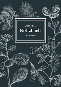 Picture of Notizbuch schön gestaltet mit Leseband - A5 Hardcover blanko - 100 Seiten 90g/m² - floral dunkelgrau - FSC Papier