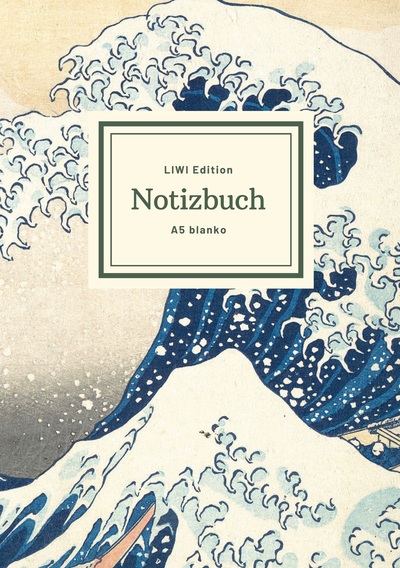 Picture of Notizbuch schön gestaltet mit Leseband - A5 Hardcover blanko - Hokusai "Die große Welle vor Kanagawa" - 100 Seiten 90g/m² - FSC Papier