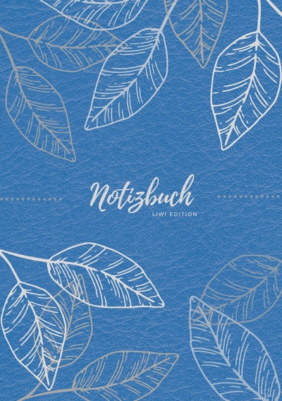 Picture of Notizbuch Tagebuch A5 liniert - 100 Seiten 90g/m² - Soft Cover - Silberne Blätter auf blau - FSC Papier