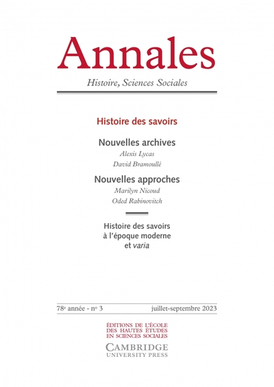 Picture of Annales HSS n° 2023/3 - Histoire des savoirs