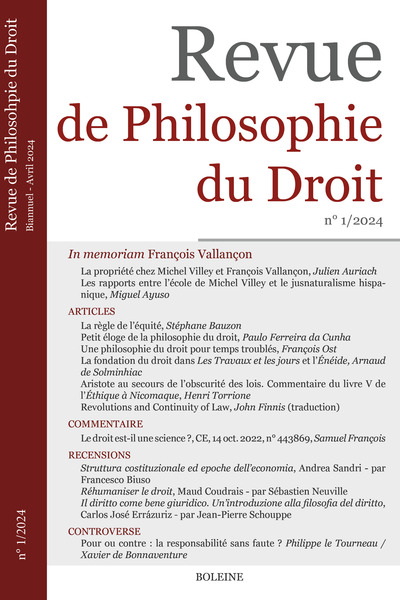 Picture of Revue de Philosophie du Droit n° 1