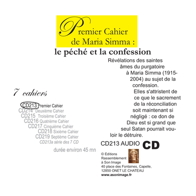 Image de Premier cahier de Maria Simma - le péché et la confession - livre audio - CD213