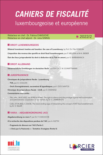 Picture of Cahiers de fiscalité luxembourgeoise et européenne 2022/2