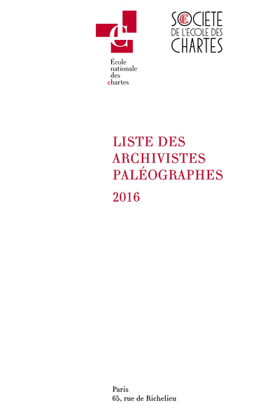 Picture of Liste des archivistes paléographes 2016
