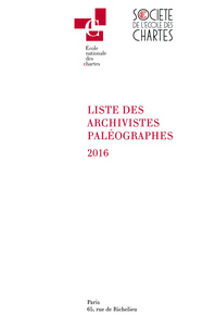Picture of Liste des archivistes paléographes 2016