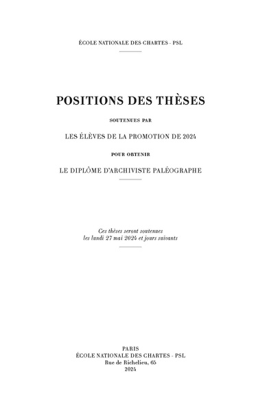 Picture of POSITIONS DES THESES 2024. SOUTENUES PAR LES ELEVES DE LA PROMOTION DE 2024 POUR OBTENIR LE DIPLOME