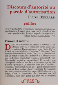 Picture of Discours d'autorité ou parole d'autorisation