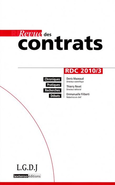 Image de REVUE DES CONTRATS N 3 - 2010