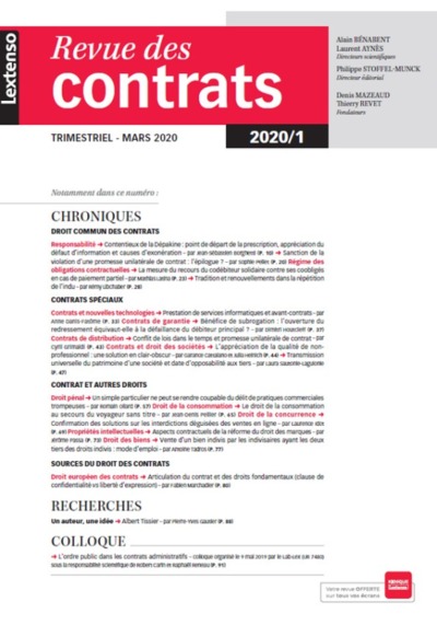 Image de Revue des contrats N°1-2020