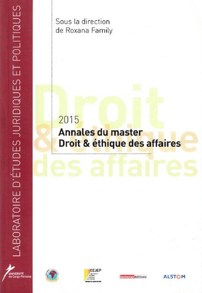 Picture of ANNALES 2015 DU MASTER DROIT ET ÉTHIQUE DES AFFAIRES