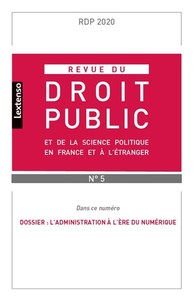 Image de Revue du droit public et de la science politique en France et à l'étranger N°5-2020