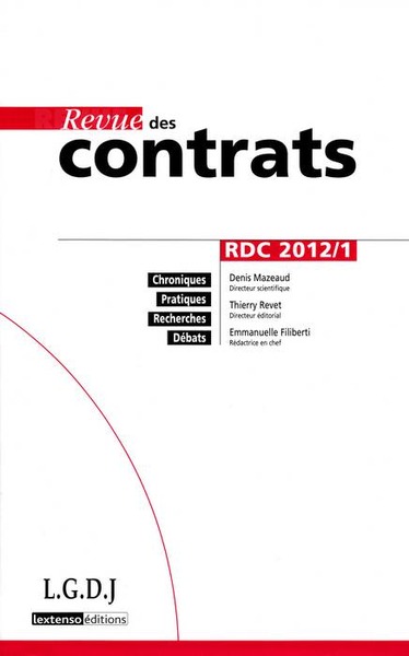 Image de REVUE DES CONTRATS N 1 - 2012