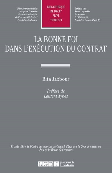 Picture of LA BONNE FOI DANS L'EXÉCUTION DU CONTRAT