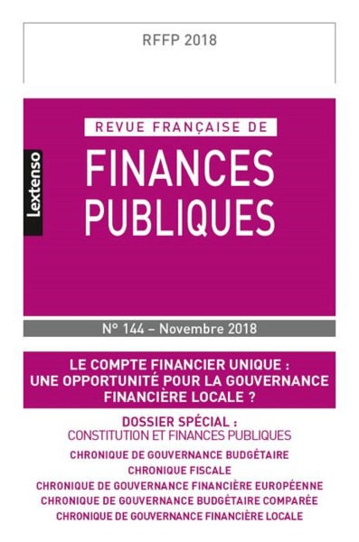 Image de REVUE FRANCAISE DE FINANCES PUBLIQUES N 144-NOVEMBRE 2018