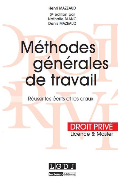 Picture of MÉTHODES GÉNÉRALES DE TRAVAIL - 3ÈME ÉDITION