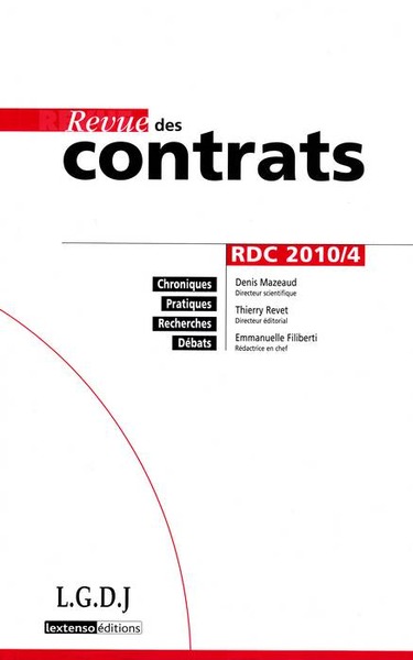 Image de REVUE DES CONTRATS N 4 - 2010