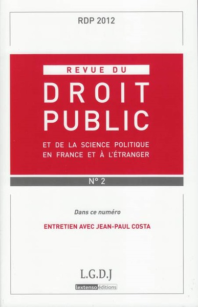 Picture of REVUE DU DROIT PUBLIC N 2 2012