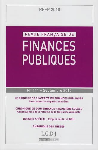 Image de REVUE FRANÇAISE DE FINANCES PUBLIQUES N 111 - 2010