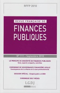 Image de REVUE FRANÇAISE DE FINANCES PUBLIQUES N 111 - 2010