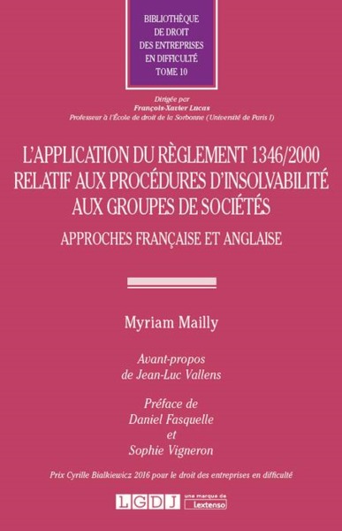 Picture of L APPLICATION DU REGLEMENT 1346/2000 RELATIF AUX PROCEDURES D'INSOLVABILITE