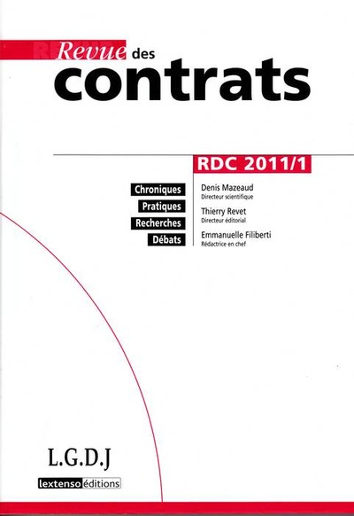 Image de REVUE DES CONTRATS N 1 - 2011