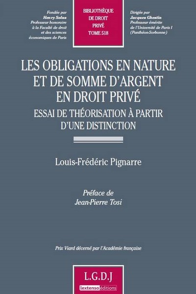 Picture of les obligations en nature et de somme d'argent en droit privé