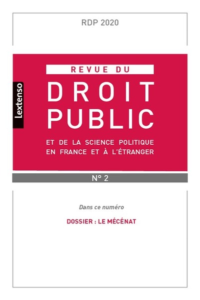 Picture of REVUE DROIT PUBLIC N 2-2020 ET DE SCIENCE POLITIQUE EN FRANCE ET A L ETRANGER